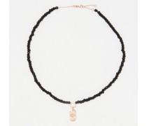Evil Eye Diamond & 14kt Rose-gold Beaded Necklace