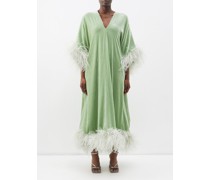 The Ghosteen Feather-trim Velvet Kaftan