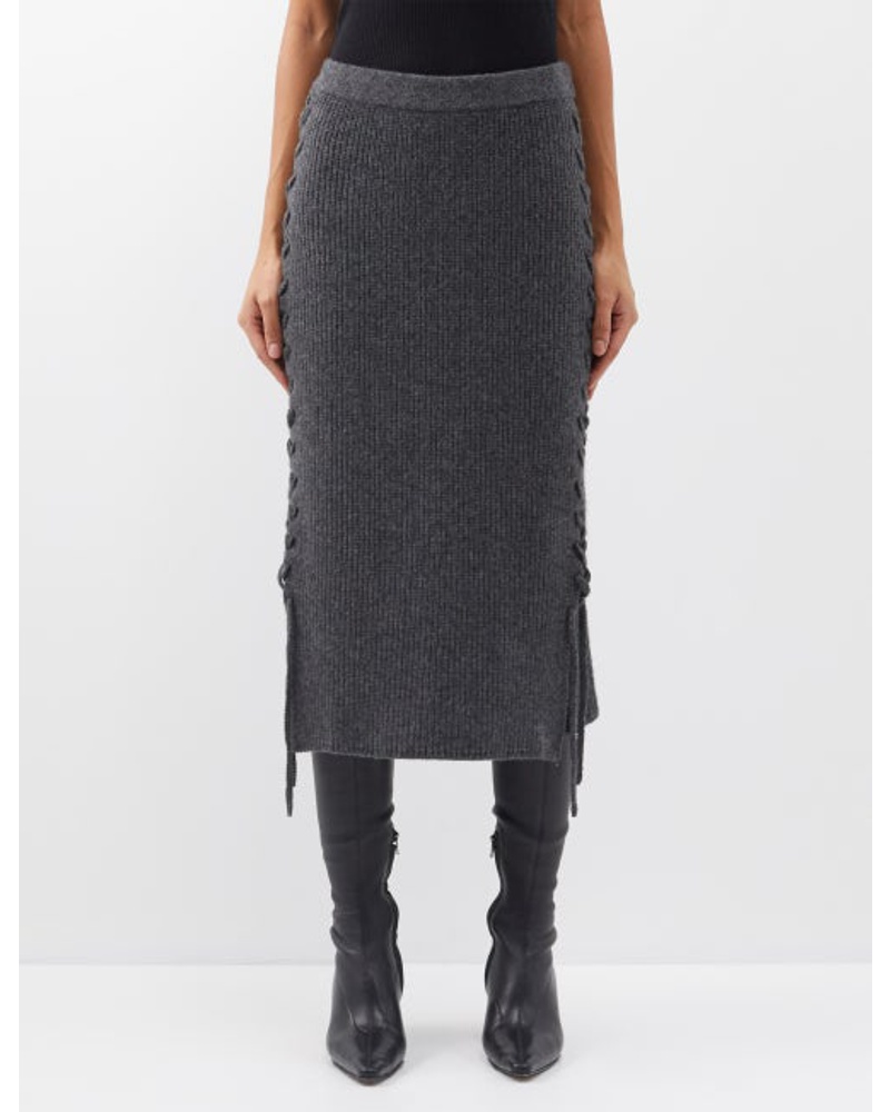 Altuzarra Damen Milton Side-tie Ribbed Merino-blend Skirt