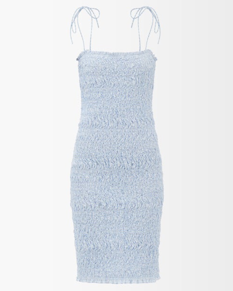 Miu Miu Damen Vichy Tie-shoulder Smocked-gingham Midi Dress
