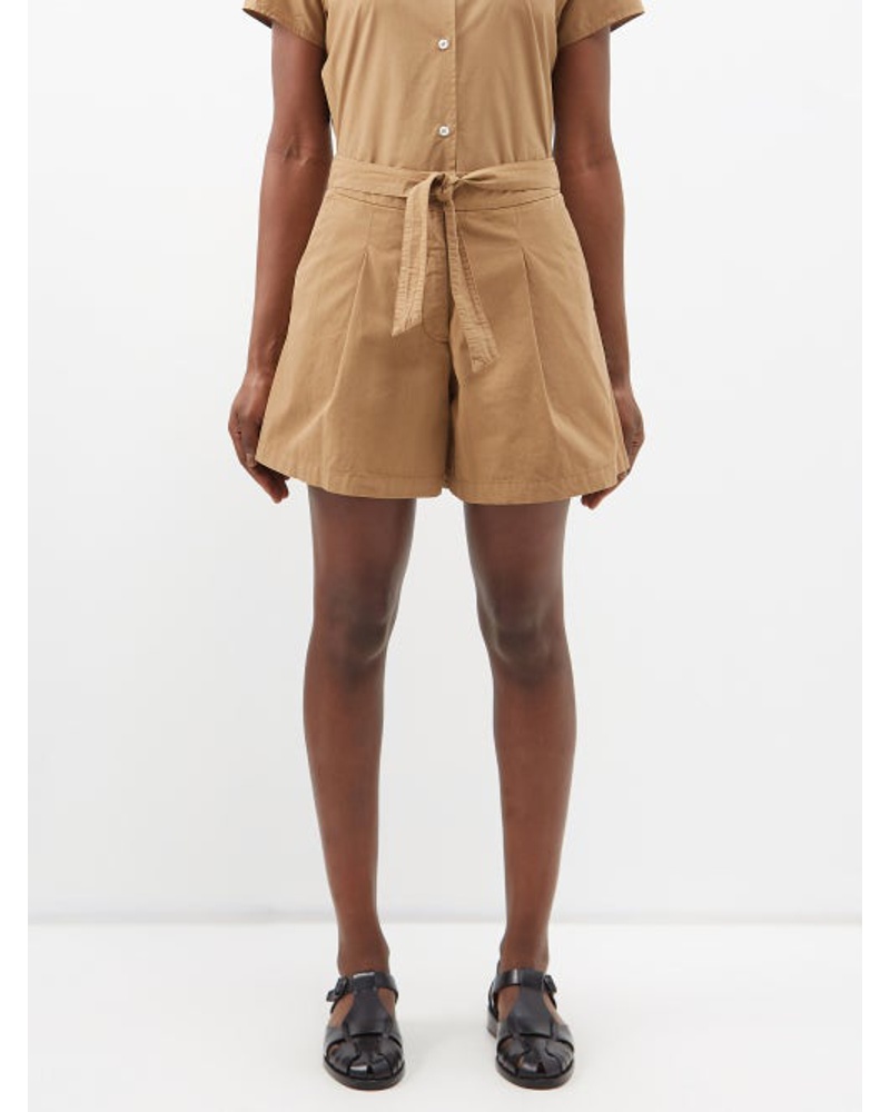A.P.C. Damen Canberra Pleated Cotton-canvas Shorts