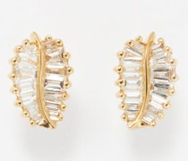 Palm Leaf Diamond & 18kt Gold Earrings