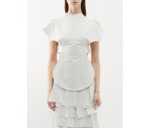 Tie-back Curved-hem Crepe Blouse