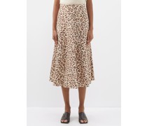 Sierra Leopard-print Cotton-twill Midi Skirt