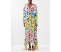 Caftan en soie à imprimé floral Naxos