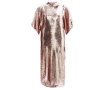 Dolman-sleeve Sequinned Midi Dress