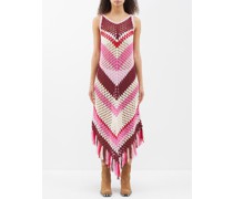 Morten Chevron-stripe Crochet-cotton Midi Dress