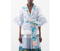 Kendima Vintage Floral-stitched Cotton Blouse