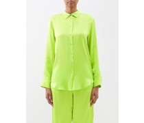 London Sandwashed Silk-satin Pyjama Top