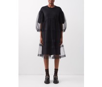 Tulle-layered Cotton Dress