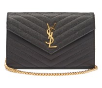 Chain-strap Ysl-plaque Grained-leather Wallet