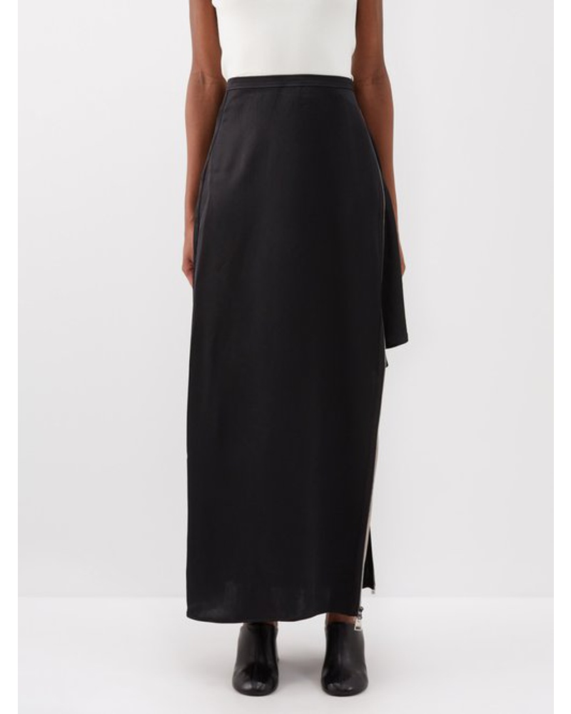 J.W.Anderson Damen Side Zip Layered Crepe Maxi Skirt