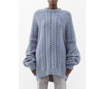 Oversized Contrast-panel Wool-blend Sweater