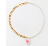 Heart Pearl & 14kt Gold-plated Necklace