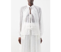 Loop Drawstring-front Broderie-anglaise Blouse