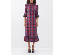 The Kansas Ruffled-trim Checked Cotton Dress
