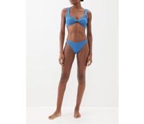 Juno Twist-front Crinkled-knit Bikini