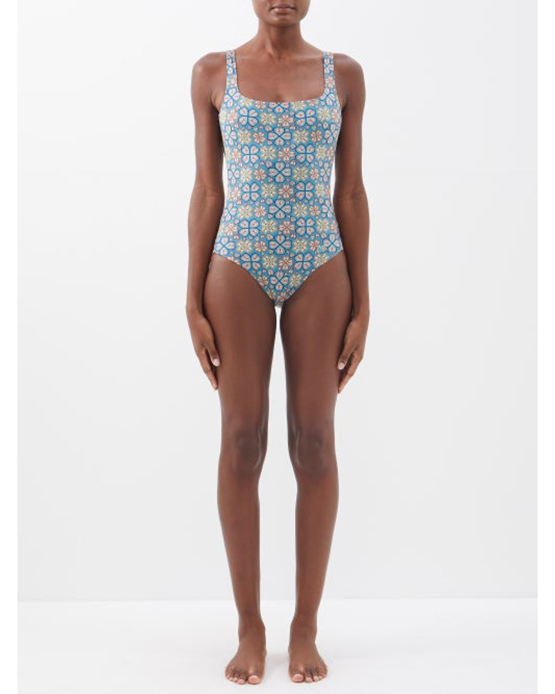 Etro Damen Square-neck Floral-print Swimsuit