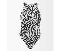 Twy Cutout-back Zebra-print Swimsuit