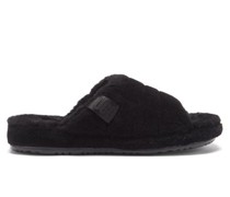Fluff Wool-blend And Shearling Slides