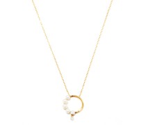 Diamond, Pearl & 18kt Gold Pendant Necklace