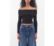 Off-the-shoulder Ribbed-jersey Top