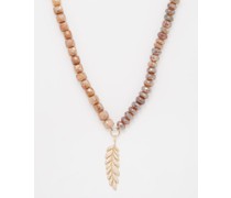 Feather Diamond, Labradorite & 14kt Gold Necklace