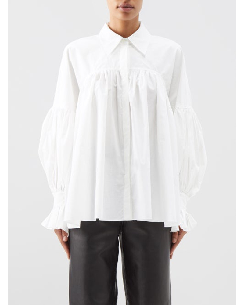 KHAITE Damen Collie Balloon-sleeve Washed Cotton-poplin Shirt