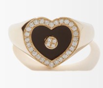 Heart Love Diamond, Onyx & 14kt Gold Ring