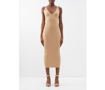 Robe midi boutonnée en maille métallisée Rhea
