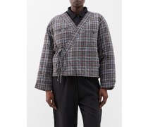Padded Organic-cotton Flannel Wrap Jacket