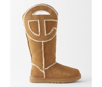 Logo-cutout Tall Suede Boots