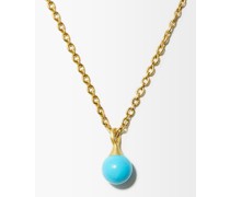 Gumball Turquoise & 18kt Gold Pendant Necklace