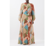 Marla Colour-block Cotton-blend Robe