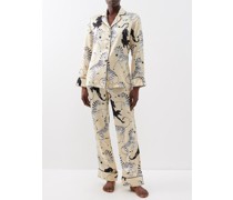 Lila Zebra-print Silk-satin Pyjamas