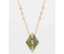 Opal, Diamond & 14kt Gold Necklace