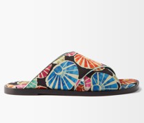 Floral-print Satin Sandals