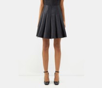 Distressed Pleated Satin Skirt
