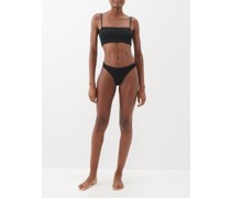 Gigi High-leg Metallic Crinkle-knit Bikini