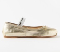 Metallic-leather Ballet Flats