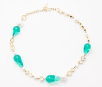 Resin, Crystal & Pearl 14kt Gold-plated Necklace