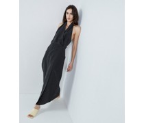Wrap Linen And Silk-blend Halter Dress