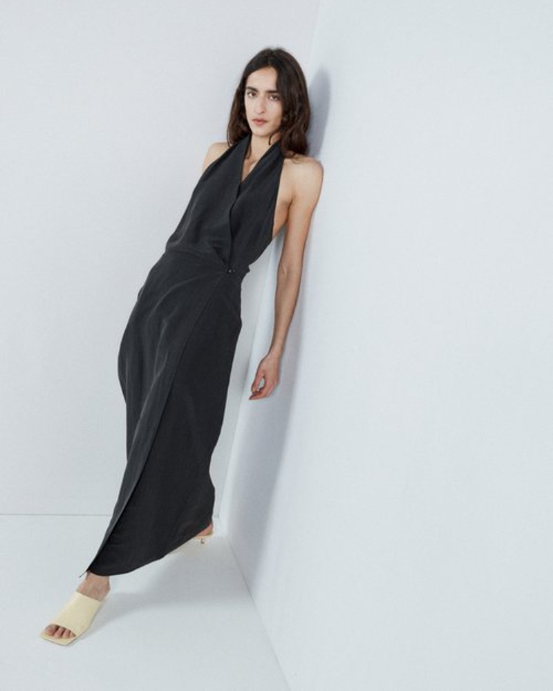 Raey Damen Wrap Linen And Silk-blend Halter Dress