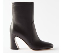 Flared-heel 85 Leather Ankle Boots