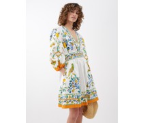 Margherita Lemon-print Cotton-poplin Mini Dress