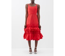 Leanne Ruffled Taffeta Sleeveless Dress