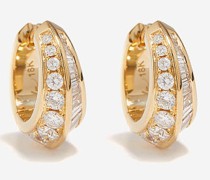 Crescent Diamond & 18kt Gold Hoop Earrings
