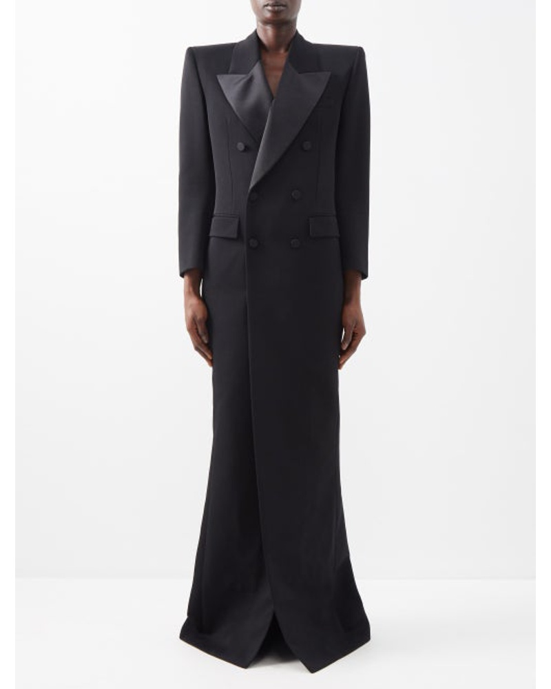 Saint Laurent Damen Grain De Poudre Wool Tuxedo Dress