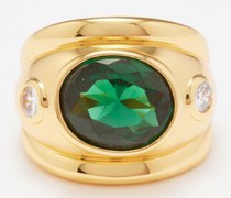 Crystal & 24kt Gold-plated Ring