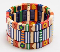 Set Of Three Prairie Rose Patchwork Bracelets